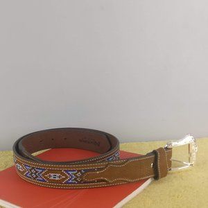 Navajo Western Aztec Beaded Leather Belt,Leather Upper Leather Lining 38